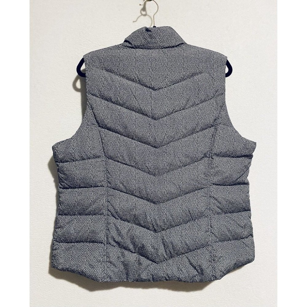 Lands End Vest Womens XL Herringbone Print 600 Fill Down Puffer Zip Up Outdoor - Picture 3 of 7